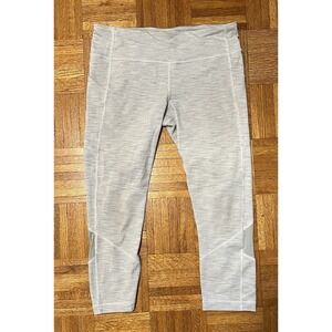 Lululemon Cropped Leggings‎ Women's Size 10 Gray Stripe Mesh Panel